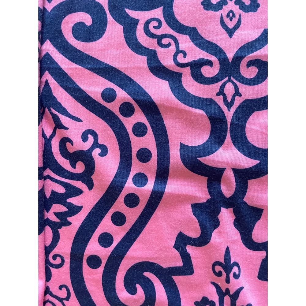 Women's Sleeveless Swing Shirt Dress Pink Navy Blue Damask Casual Sundress XL‎ - Picture 6 of 9